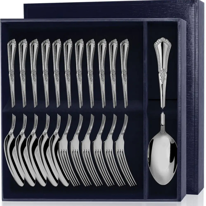 Серебряный столовый набор "Фаворит": вилка и ложка, на 6 персон - артикул: AK01195 - стоимость: 251 600 руб. Серебряный столовый набор "Фаворит": вилка и ложка, на 6 персон - артикул: AK01195 | Мосподарок
