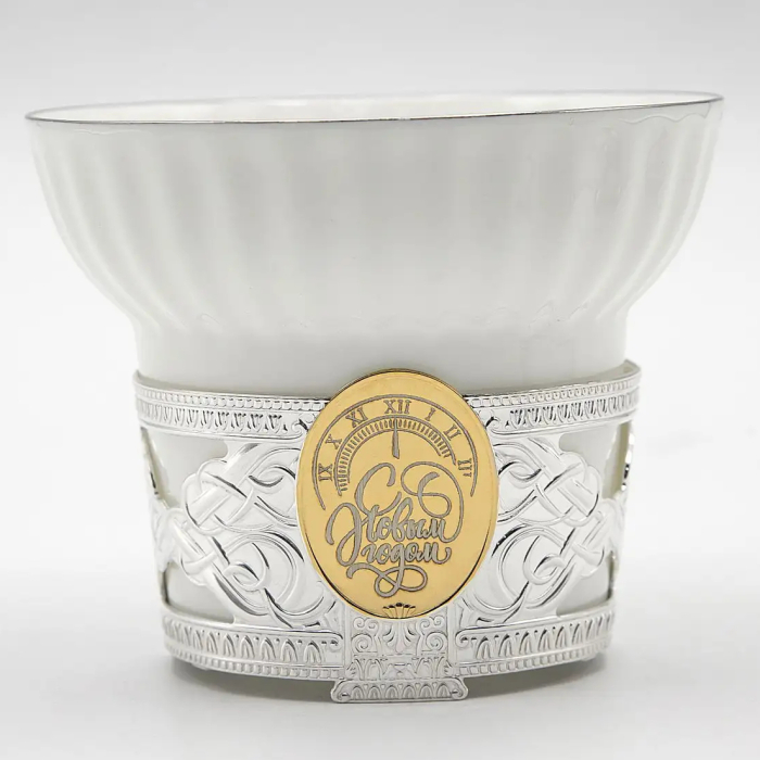 Набор для чая из фарфора и серебра "Куранты": 2 предмета, на 1 персону - артикул: AK01882 - стоимость: 33 900 руб. Набор для чая из фарфора и серебра "Куранты": 2 предмета, на 1 персону - артикул: AK01882 | Мосподарок