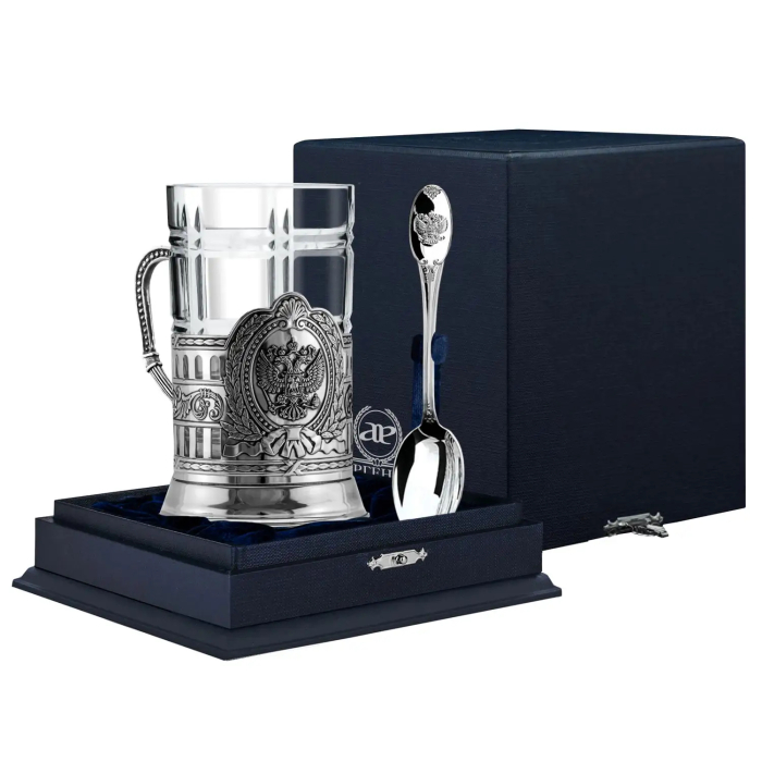 Подстаканник из серебра "Герб России"с чернением - артикул: AK01141 - стоимость: 55 200 руб. Подстаканник из серебра "Герб России"с чернением - артикул: AK01141 | Мосподарок