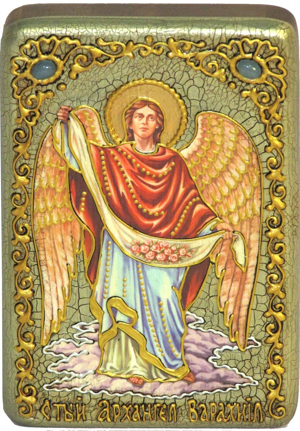 Настольная икона "Архангел Варахиил" на мореном дубе - купить в Москве | Мосподарок 
