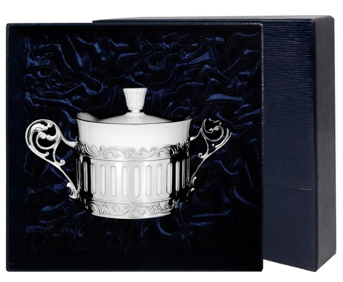 Серебряная сахарница "Богема" - артикул: AK01619 - стоимость: 38 300 руб. Серебряная сахарница "Богема" - артикул: AK01619 | Мосподарок