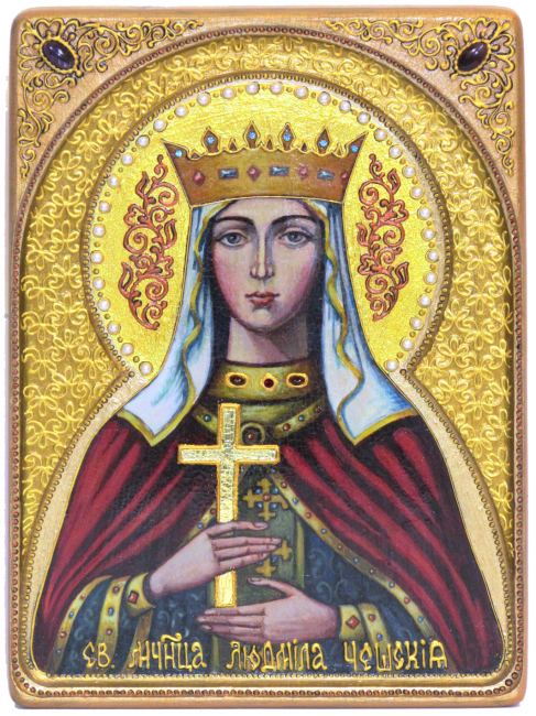Живописная икона "Святая Мученица Людмила Чешская"