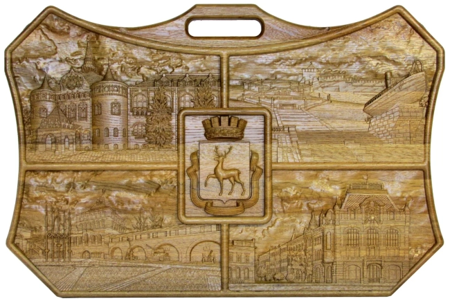 Резные подарочные нарды из массива мореного дуба "Нижний Новгород"