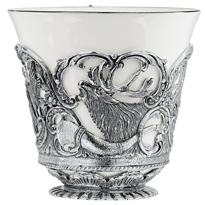 Набор серебряный "Королевская охота": ложка, чашка, чайник, сахарница - артикул: AK01781 | Мосподарок 