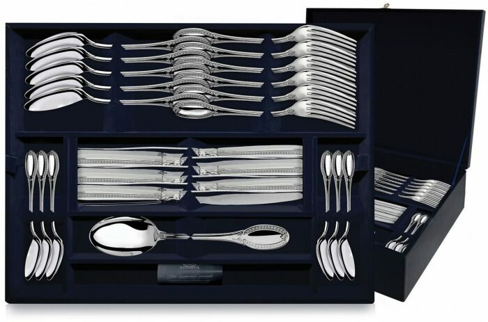 Серебряный столовый набор "Император" на 6 персон, 48 предметов - артикул: AK01384 - стоимость: 1 022 900 руб. Серебряный столовый набор "Император" на 6 персон, 48 предметов - артикул: AK01384 | Мосподарок