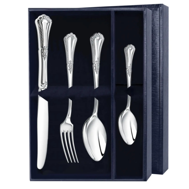 Набор из 4 десертный серебряных приборов "Фаворит"