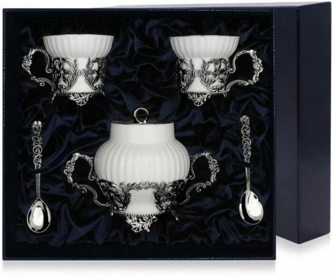 Чайный набор из серебра "Симфония" на 2 персоны Чайный набор из серебра "Симфония" на 2 персоны
