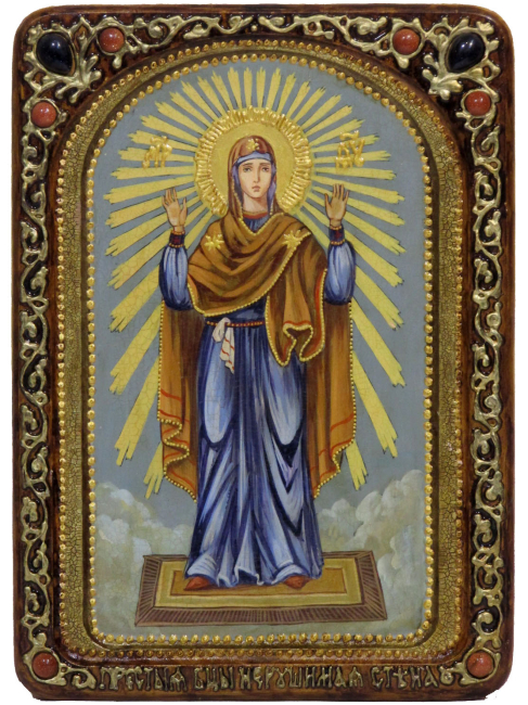 Живописная икона "Божией Матери Нерушимая Стена" на кипарисе