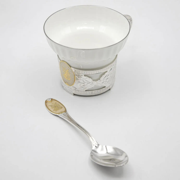 Набор для чая из фарфора и серебра "Колокольчики": 2 предмета, на 1 персону - артикул: AK01881 | Мосподарок 