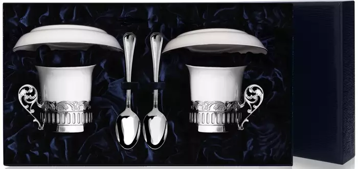 Серебряный кофейный наборН "Богема": блюдце, ложка, чашка - артикул: AK01725 - стоимость: 39 100 руб. Серебряный кофейный наборН "Богема": блюдце, ложка, чашка - артикул: AK01725 | Мосподарок