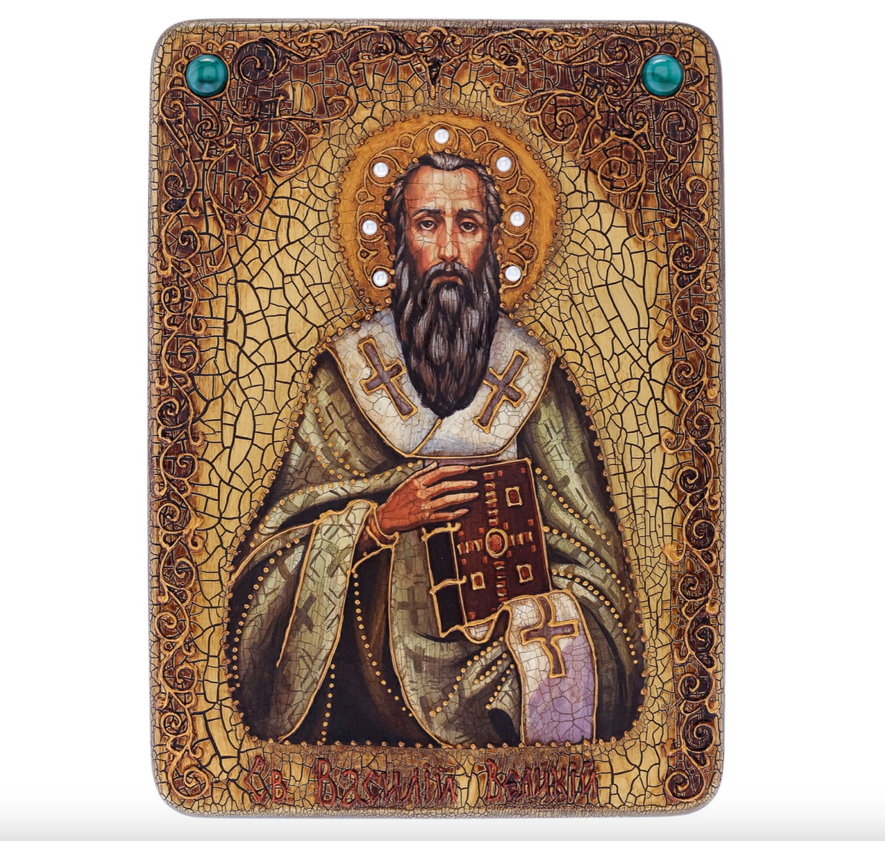 Аналойная икона "Святой Василий Великий" на мореном дубе - артикул: 802258 | Мосподарок 