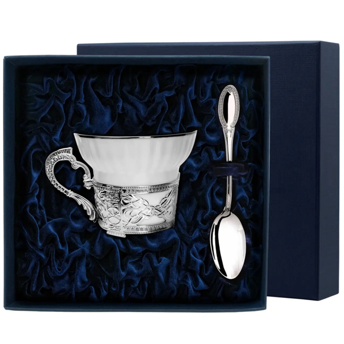 Чайная чашка из серебра "Константин Великий" с ложкой - артикул: AK01146 - стоимость: 31 200 руб. Чайная чашка из серебра "Константин Великий" с ложкой - артикул: AK01146 | Мосподарок
