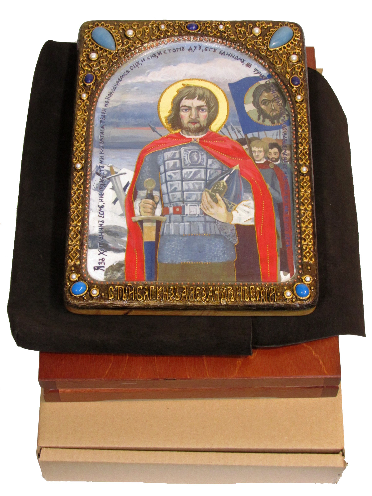 Живописная икона "Святой благоверный князь Александр Невский" в киоте - купить в Москве | Мосподарок 