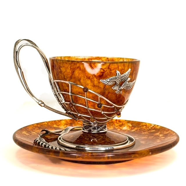 Чайный набор из янтаря "Колосок" - артикул: AP5102 | Мосподарок 