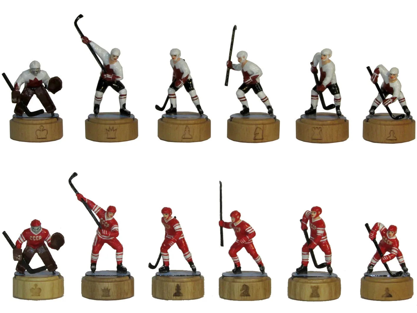 Шахматы «Хоккей: золотая серия Канада-СССР» красный на доске из массива венге 37 см - артикул: 120-89.V | Мосподарок 