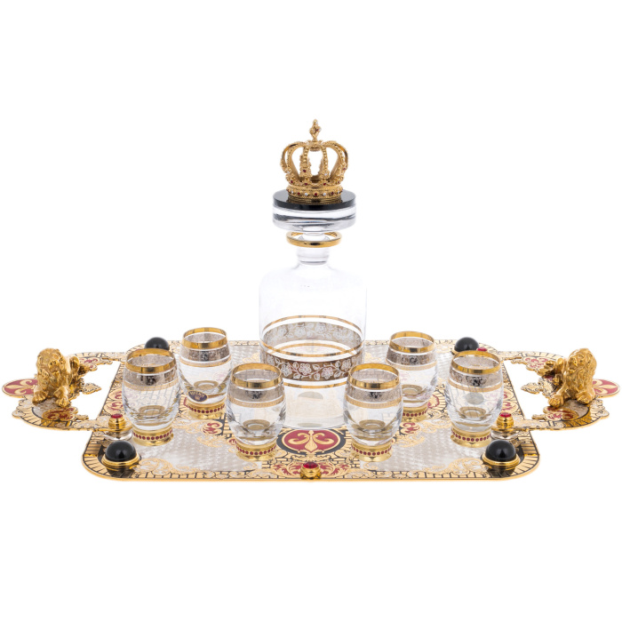 Набор для водки "Царский" с нефритом, на 6 персон, Златоуст - артикул: 301415 | Мосподарок 