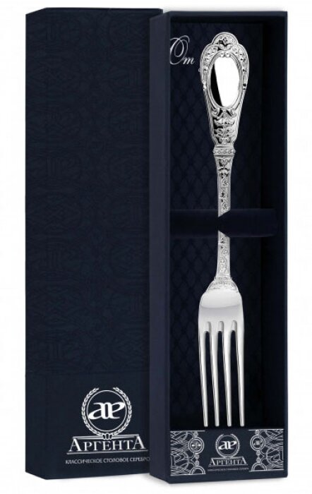 Серебряная столовая вилка "Фамильная" - артикул: AK01676 | Мосподарок 
