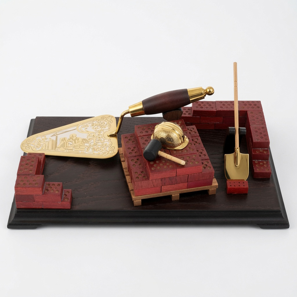 Сувенир настольный с лопаткой и мастерком "Строитель" мини (Златоуст) - артикул: 304274 | Мосподарок 