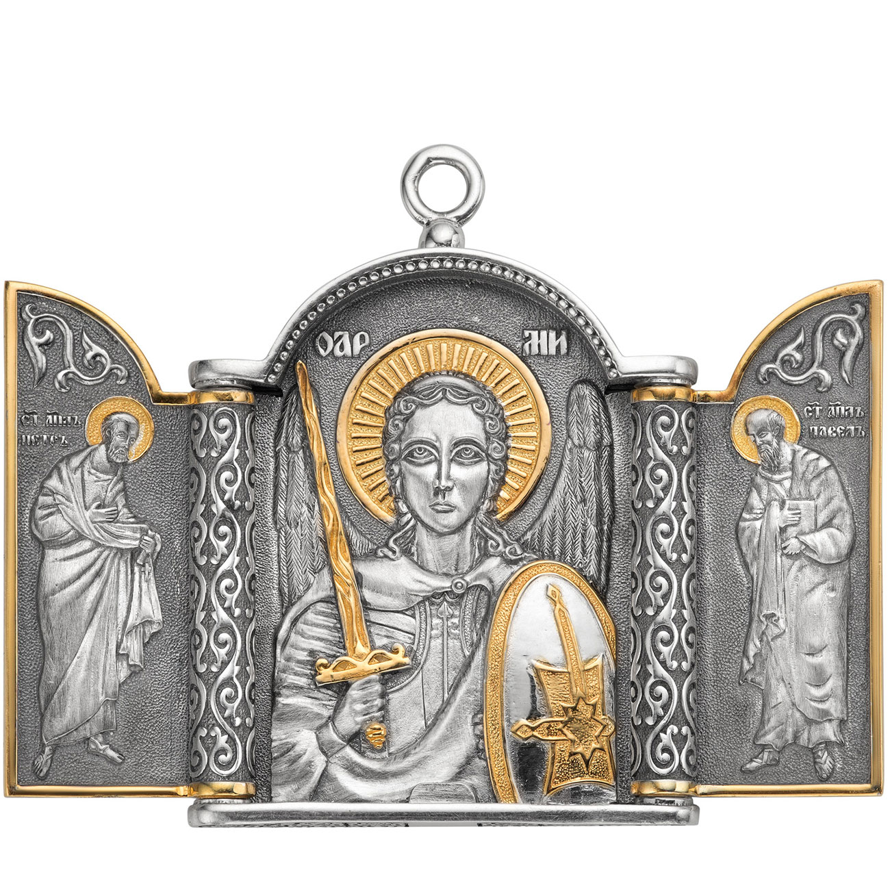 Серебряный складень «Святой Михаил» малый - артикул: ALT01474 | Мосподарок 