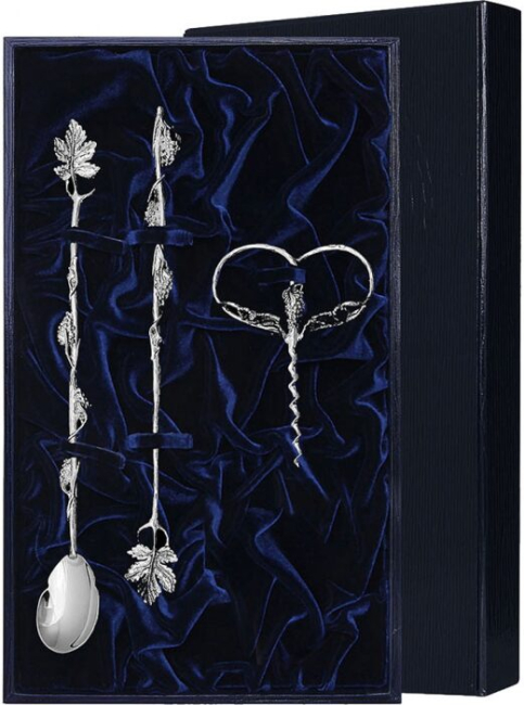 Набор винный из серебра "Виноград" 3 предмета