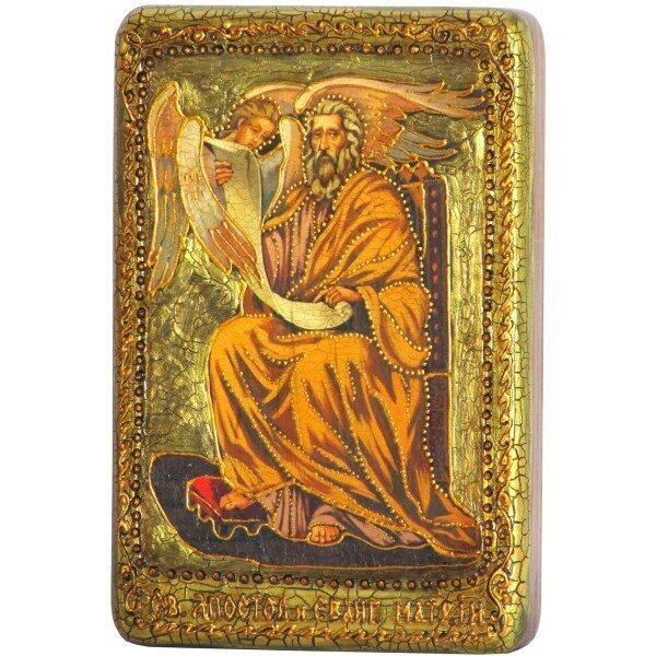 Настольная икона "Святой апостол и евангелист Матфей" на мореном дубе