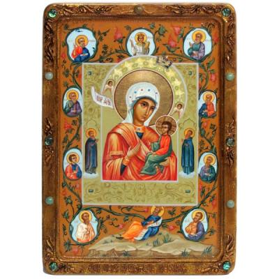 Живописная икона Божией матери "Тихвинская Хлебенная (Запечная)"
