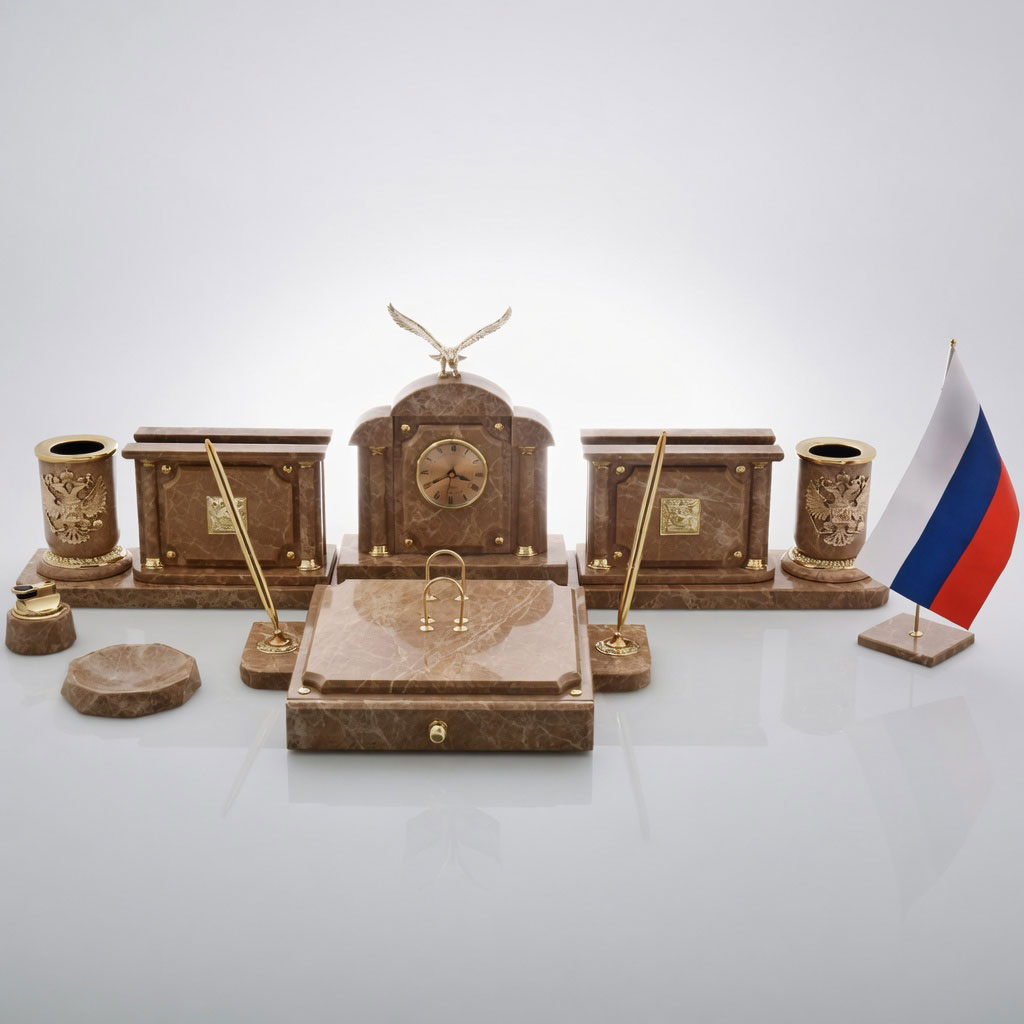Письменный набор из итальянского мрамора "Орел" - артикул: E13013 | Мосподарок 