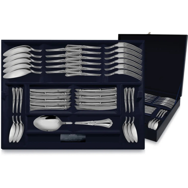 Серебряный столовый набор "Фаворит": вилка, ложка, нож, чайная ложка, на 6 персон Серебряный столовый набор "Фаворит": вилка, ложка, нож, чайная ложка, на 6 персон