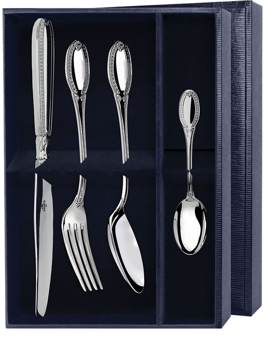 Серебряный столовый набор "Эгоист-Император": вилка, ложка, нож, чайная ложка - артикул: AK01650 - стоимость: 84 700 руб. Серебряный столовый набор "Эгоист-Император": вилка, ложка, нож, чайная ложка - артикул: AK01650 | Мосподарок