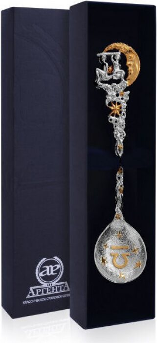 Серебряная чайная ложка "Зодиак - Весы" с позолотой, на 1 персону - артикул: AK01285 - стоимость: 15 600 руб. Серебряная чайная ложка "Зодиак - Весы" с позолотой, на 1 персону - артикул: AK01285 | Мосподарок