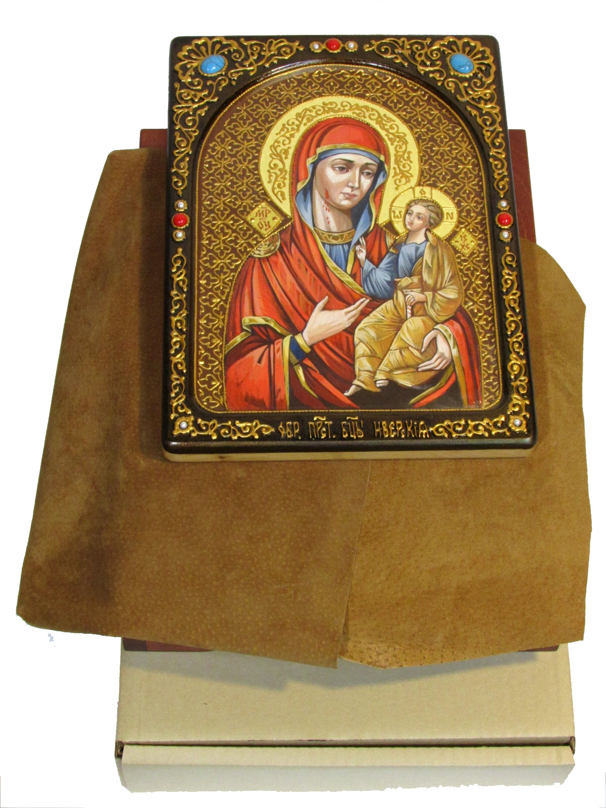Живописная икона "Образ Божией Матери "Иверская"" на кипарисе - купить в Москве | Мосподарок 