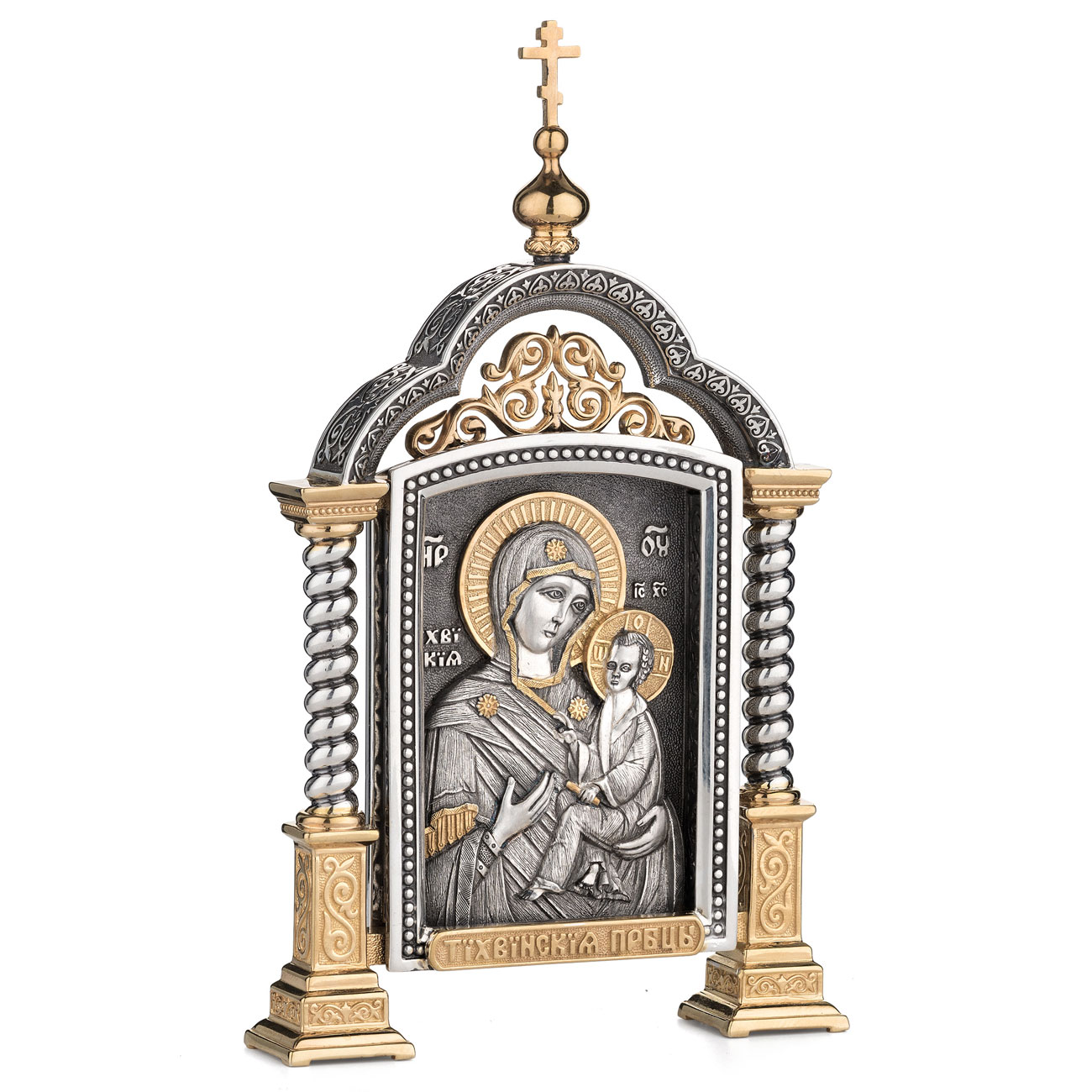 Парадная серебряная икона «Тихвинская Богоматерь» - артикул: ALT01448 | Мосподарок 