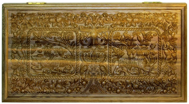 Резные нарды из массива чёрного дуба "Белокаменные-3"