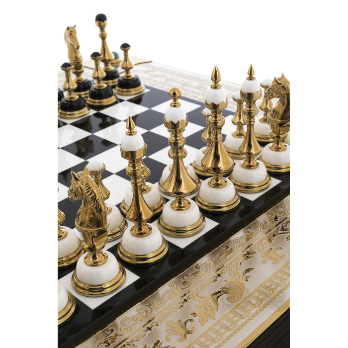 Шахматы из белого мрамора и долерита "Баталия" Златоуст - артикул: 301220 | Мосподарок 