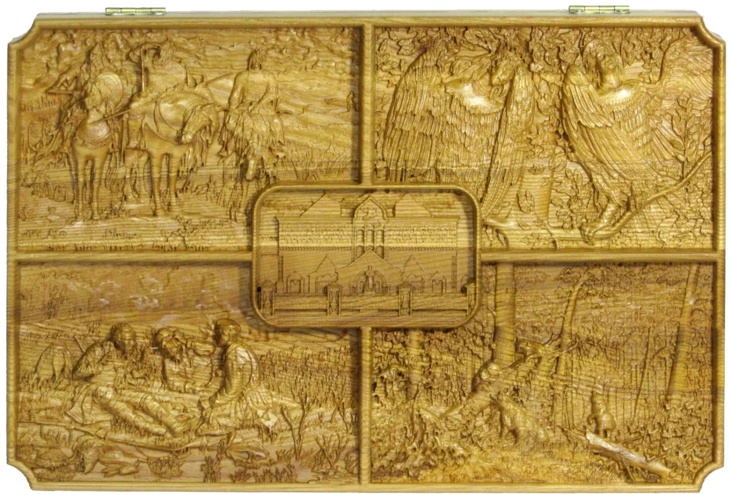 Резные объемные нарды дорожного размера из массива мореного ясеня «Искусство» - артикул: 120-205 | Мосподарок 