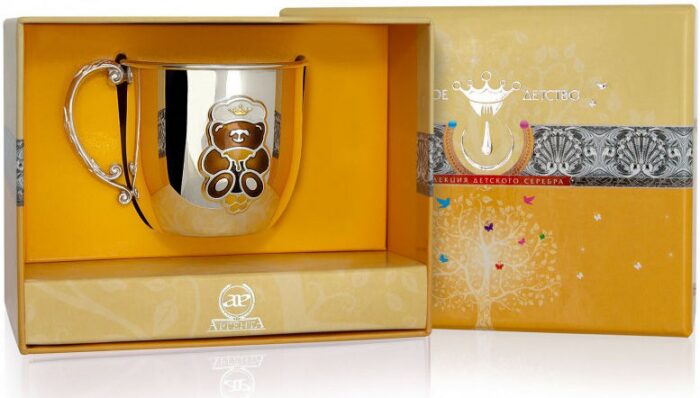 Детская серебряная кружка КД "Мишка" с эмалью - артикул: AK01166 - стоимость: 34 600 руб. Детская серебряная кружка КД "Мишка" с эмалью - артикул: AK01166 | Мосподарок