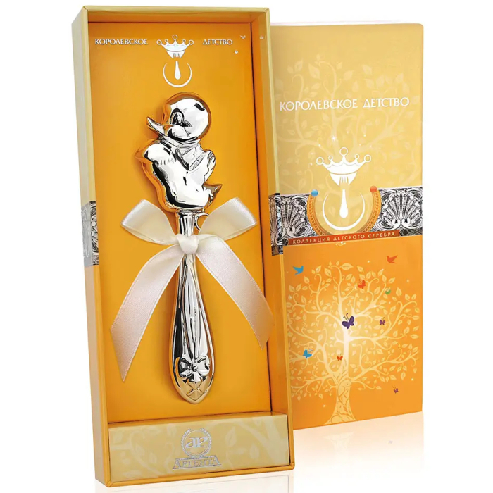 Детская серебряная погремушка КД "Утенок" - артикул: AK01455 | Мосподарок 
