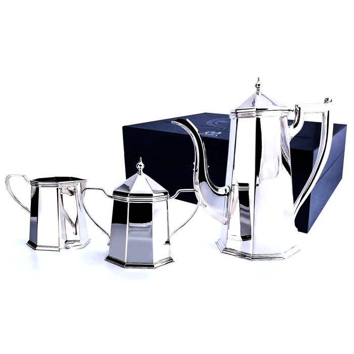 Кофейный сервиз серебряный "Элегант" 3 предмета, на 1 персону, в футляре - артикул: AK01765 - стоимость: 579 000 руб. Кофейный сервиз серебряный "Элегант" 3 предмета, на 1 персону, в футляре - артикул: AK01765 | Мосподарок