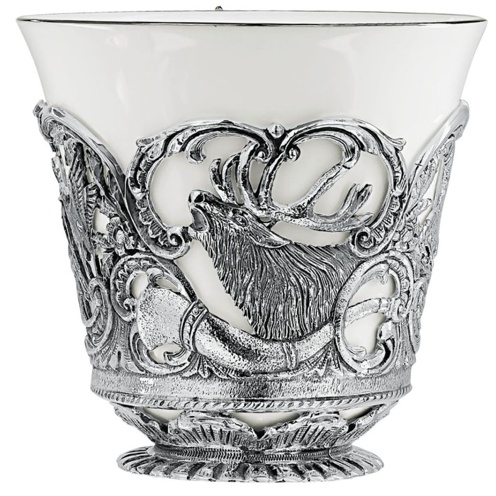 Набор серебряный "Королевская охота": ложка, чашка, чайник, сахарница - артикул: AK01781 | Мосподарок 