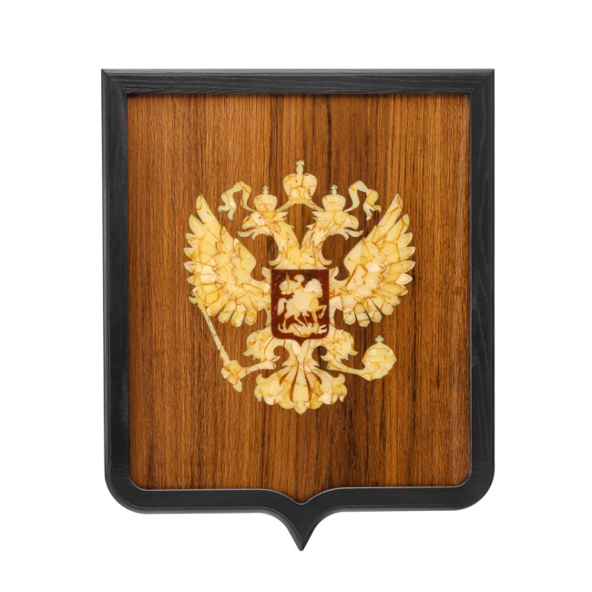 Панно из янтаря "Герб России" на щите