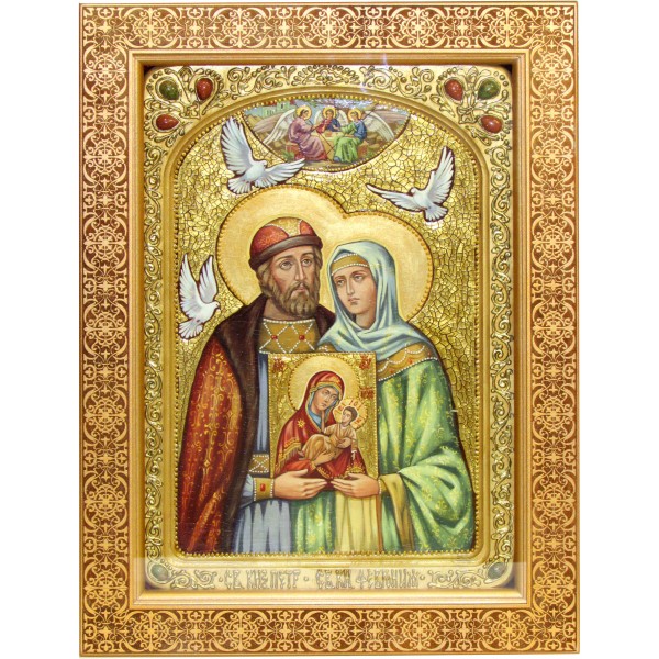 Живописная икона "Петр и Февронья" в киоте - артикул: 819485 | Мосподарок 