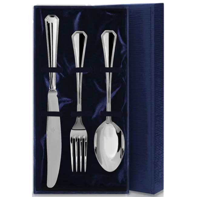 Набор из 3 столовых серебряных приборов "Элегант": вилка, ложка, нож, на 1 персону