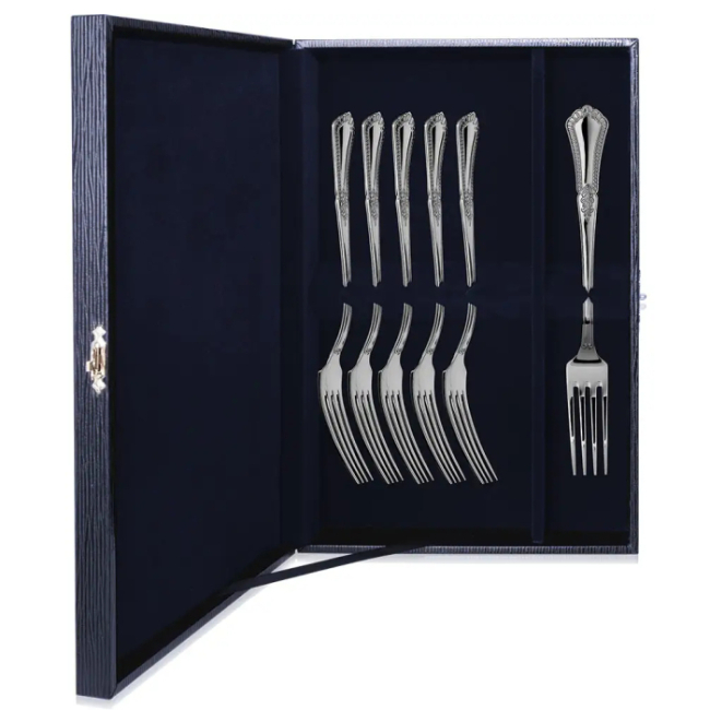 Серебряный набор десертных вилок "Фаворит" на 6 персон Серебряный набор десертных вилок "Фаворит" на 6 персон