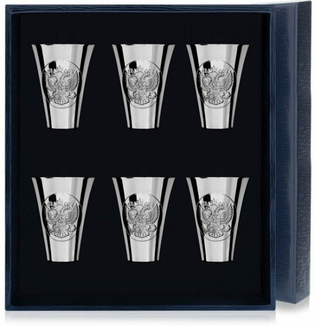 Набор рюмок для водки из серебра "Герб" на 6 персон