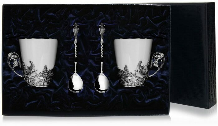 Серебряный чайный набор "Тетерев": ложка, чашка - артикул: AK01442 - стоимость: 83 500 руб. Серебряный чайный набор "Тетерев": ложка, чашка - артикул: AK01442 | Мосподарок