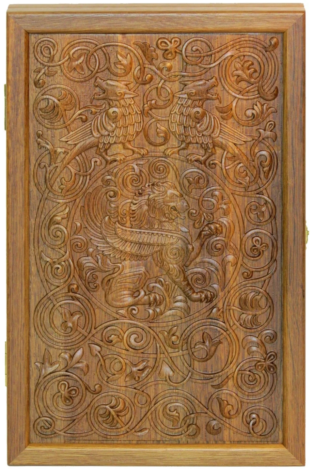 Резные дорожные нарды-шашки из массива чёрного дуба "Крымский Лев" - артикул: 120-161 | Мосподарок 