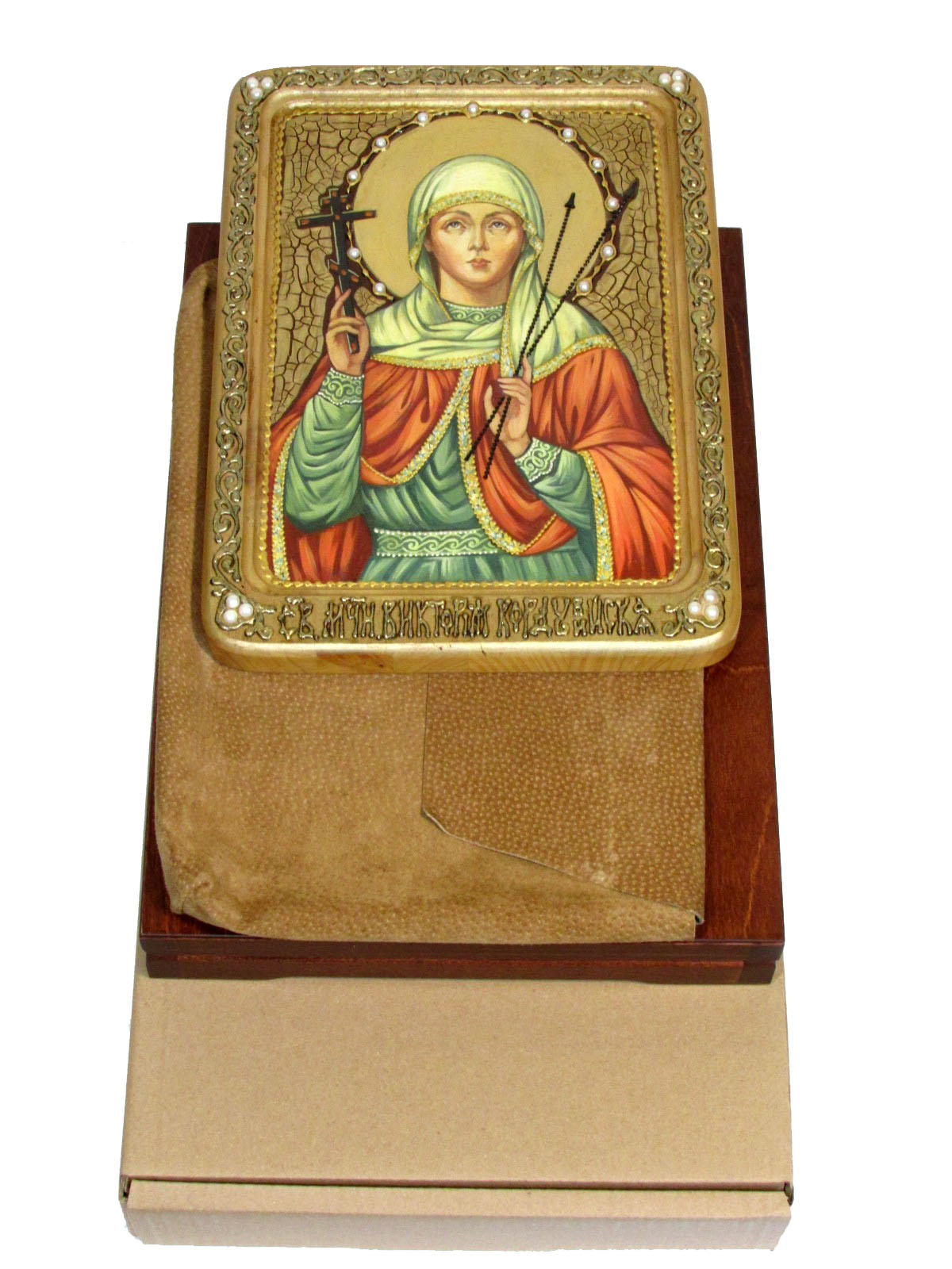 Живописная икона "Святая мученица Виктория Кордувийская" на кипарисе - купить в Москве | Мосподарок 