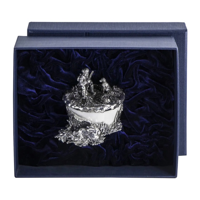 Серебряная солонка "Заячья охота" - артикул: AK01106 | Мосподарок 