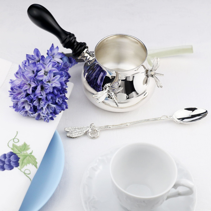 Серебряный набор для кофе "Стрекоза": ложка, турка, на 1 персону - артикул: AK01596 | Мосподарок 