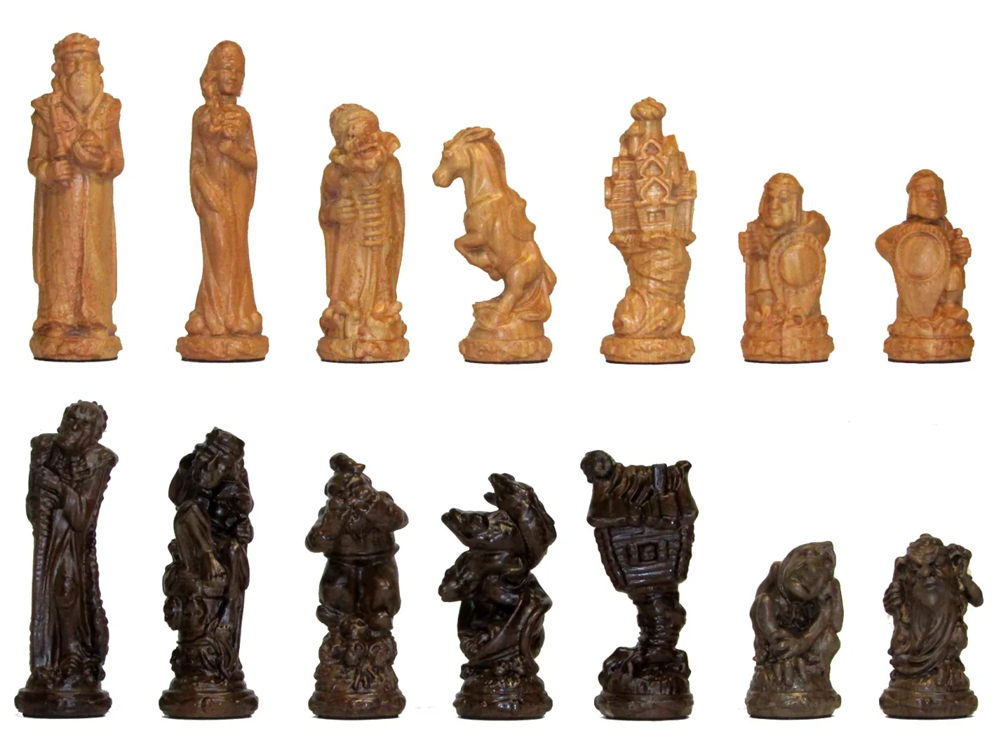 Шахматы большие резные деревянные "Сказка" на дубовой доске 56 см - артикул: 120-556 | Мосподарок 